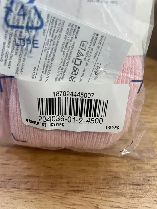 SALE! NWT GAP Light Pink Ribbed Tights SIZE 4-5 - Picture 2 of 6